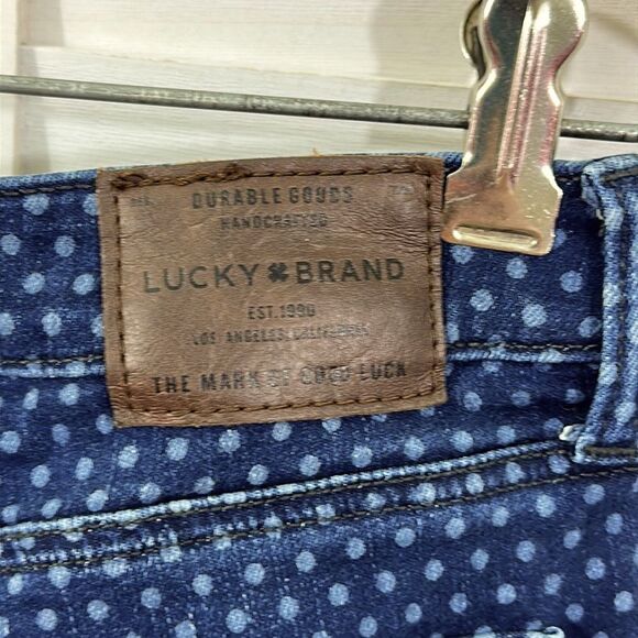 Lucky Brand Jeans Size 10 Lolita Mid Rise Blue Polka Dot Slim Leg - Picture 8 of 15